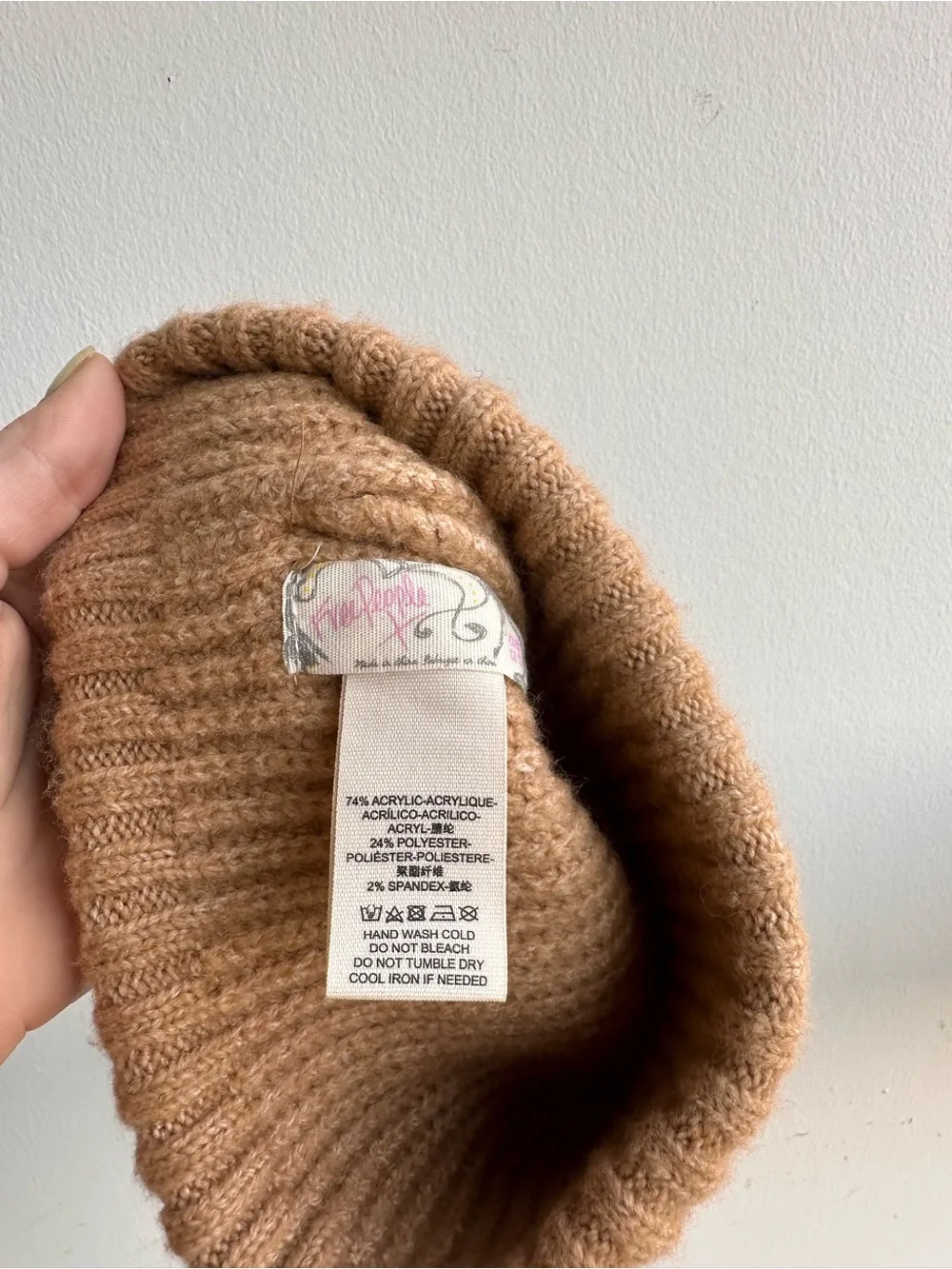 NWOT Free People Camel Tan Ribbed Knit Beanie